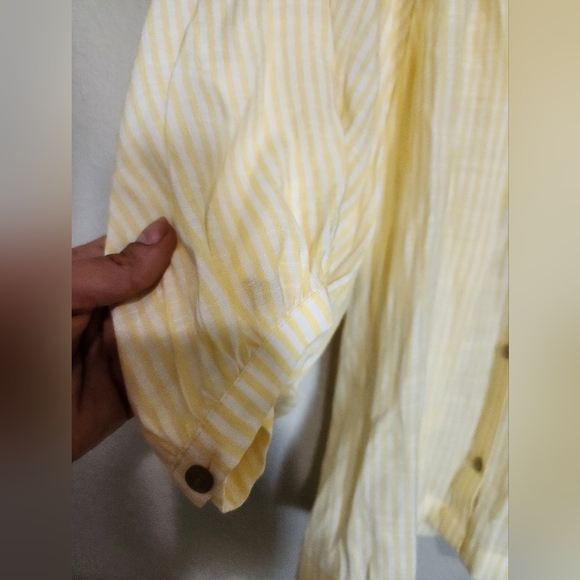 Lauren Conrad Semisheer Striped Yellow Top Size Small - Picture 2 of 6